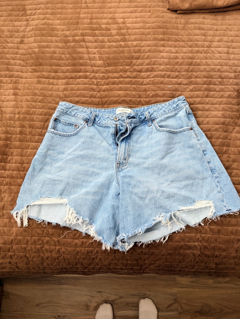 Abercrombie & Fitch Light Blue Frayed Hem Denim Shorts